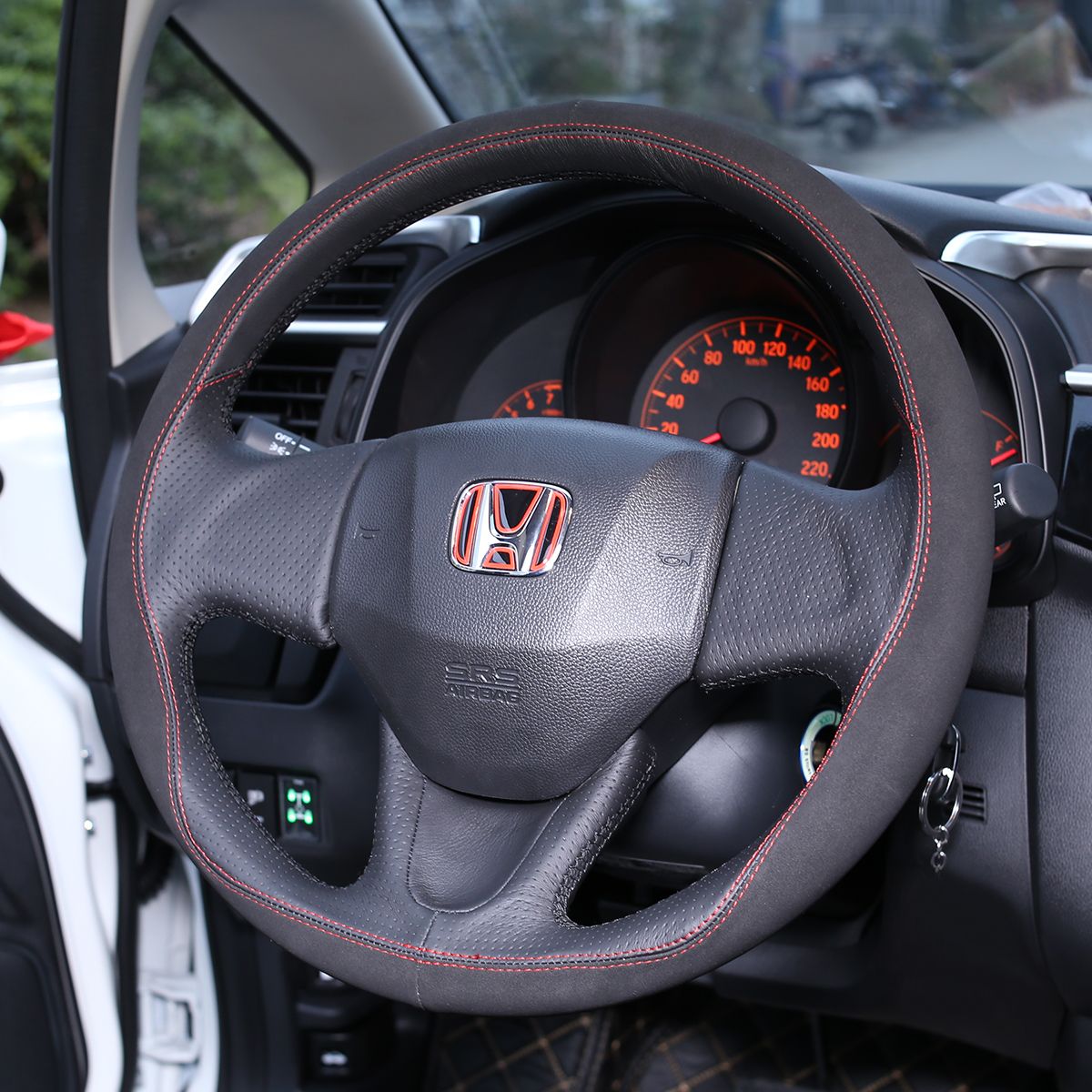 Loncky Auto Custom Fit OEM Black Genuine Leather Car Steering Wheel